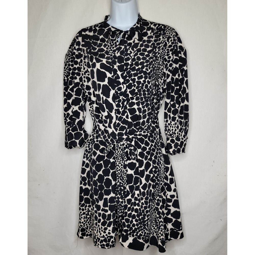 Topshop Black/White Giraffe Print Mini Shirt Dress - Picture 2 of 7